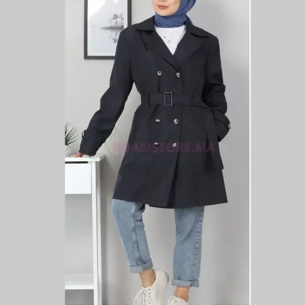 trench noir femme à ceinture en ligne Maroc