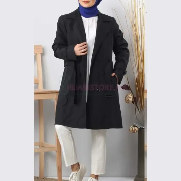 trench noir femme à ceinture en ligne Maroc