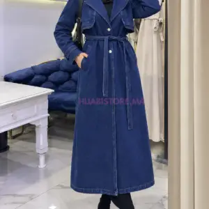 Trench long en jean pour femme
