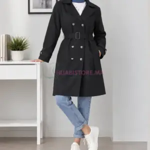 Trench noir semi-imperméable pour femme