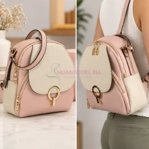 Sac à dos beige rosé pour femme