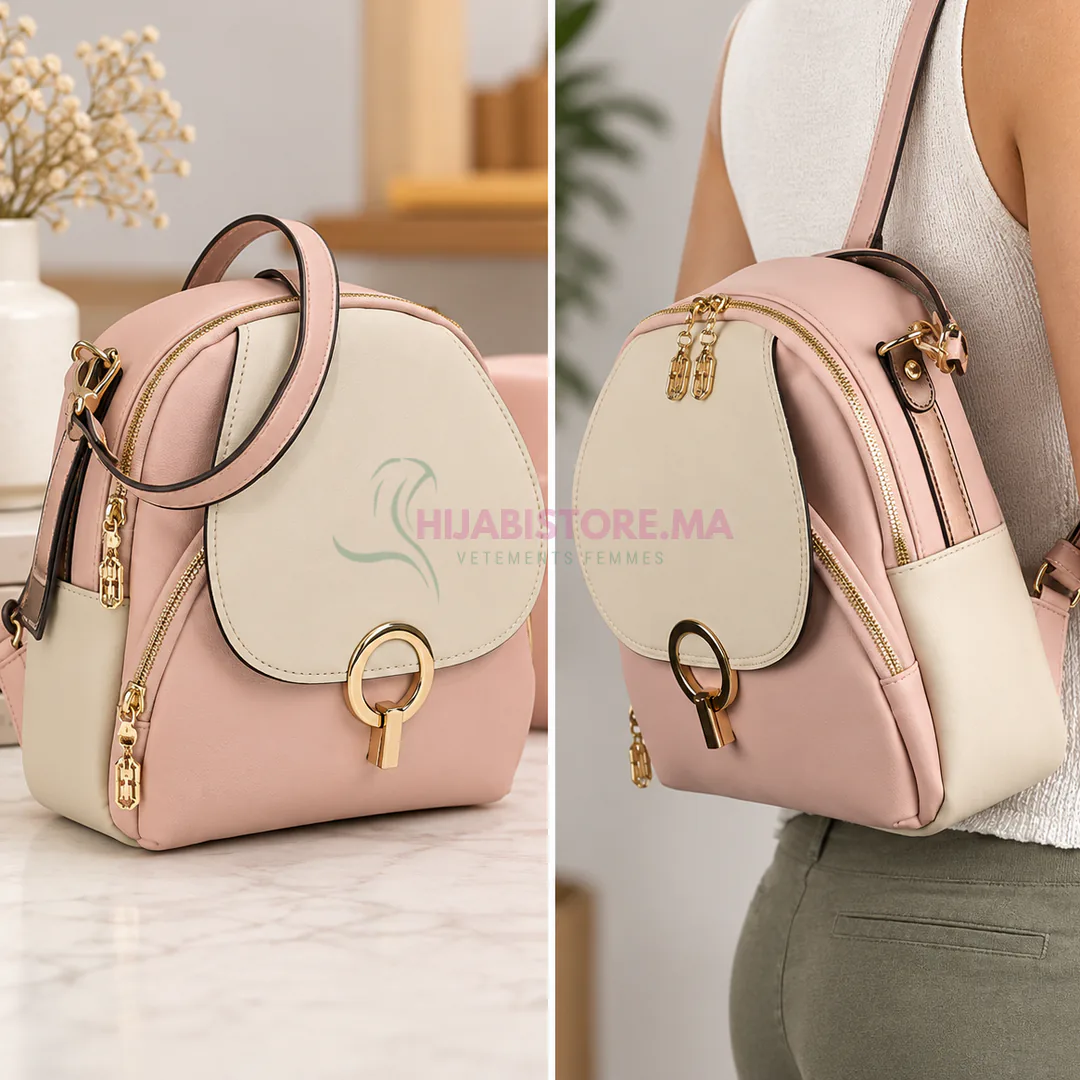 Sac à dos beige rosé pour femme