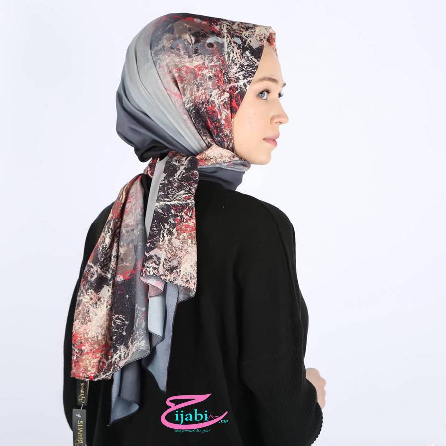 chale crepe digitale noir hijabistore maroc