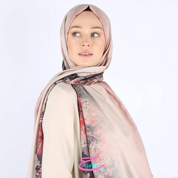 chale rose crepe digitale hijabistore maroc