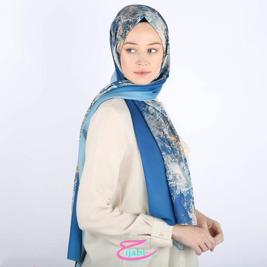 chale crepe digitale bleu hijabistore maroc