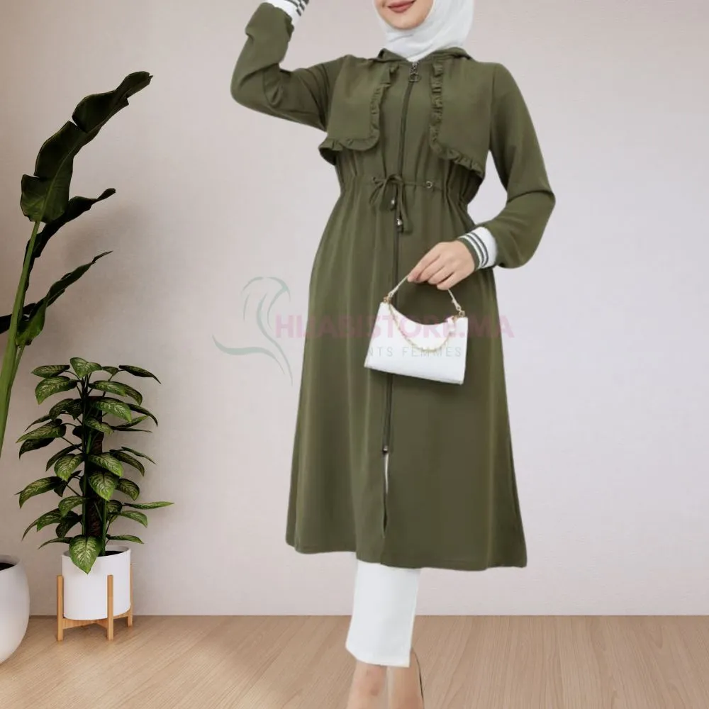 Tunique crêpe ayrobin verte turque en ligne au Maroc