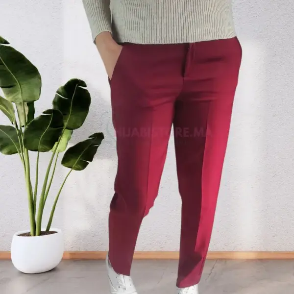 Pantalon rouge grenat classe femme