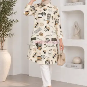 Tunique blanche pour femme à motif marques