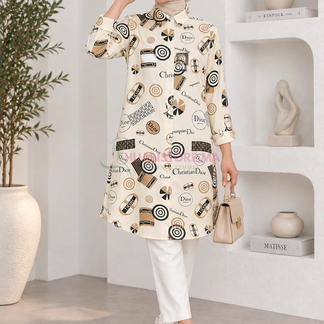 Tunique blanche pour femme à motif marques
