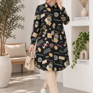 Tunique noire pour femme à motif marques