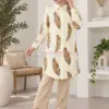 Tunique femme beige à motif plumes