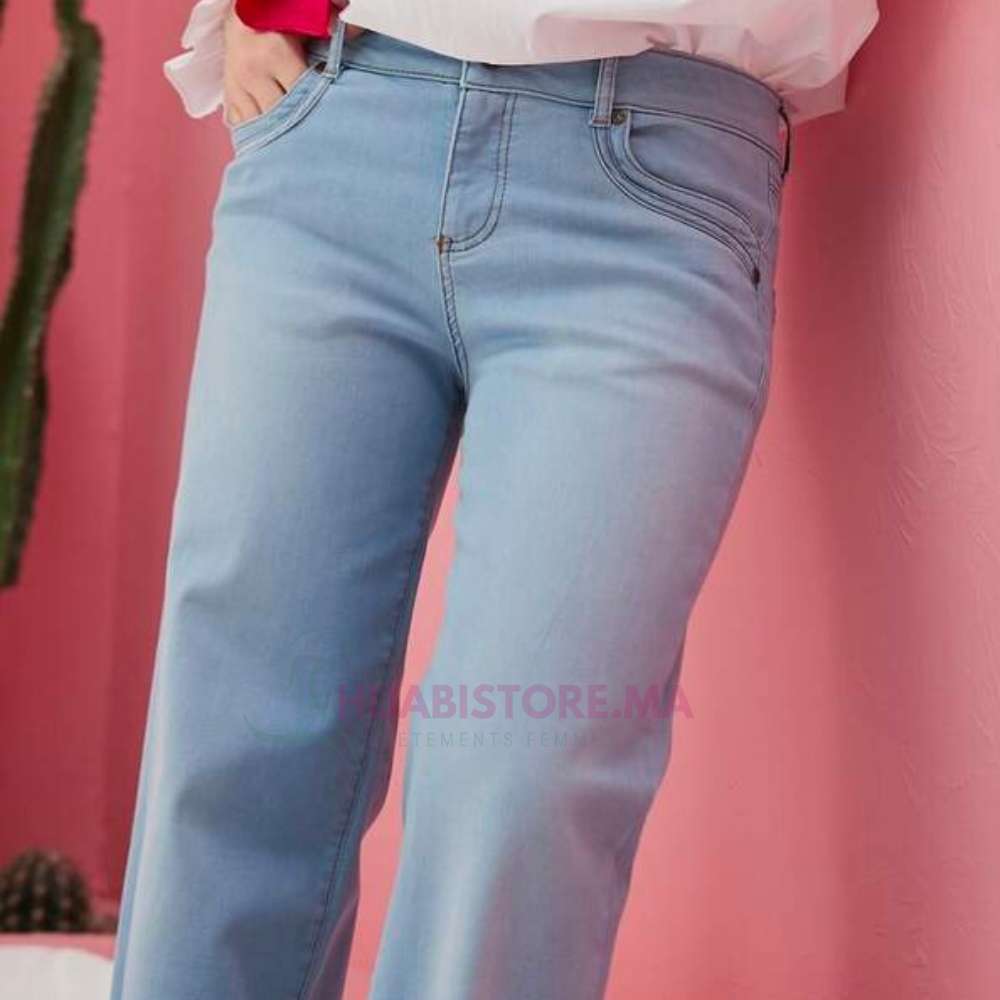 pantalon femme jean large bleu clair turc en ligne hijabistore Maroc