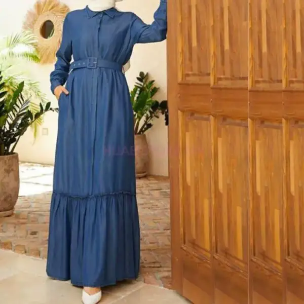 robe jean turc à ceinture hijabistore en ligne Maroc