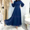 Robe en mousseline bleue à doublure de turquie en ligne maroc