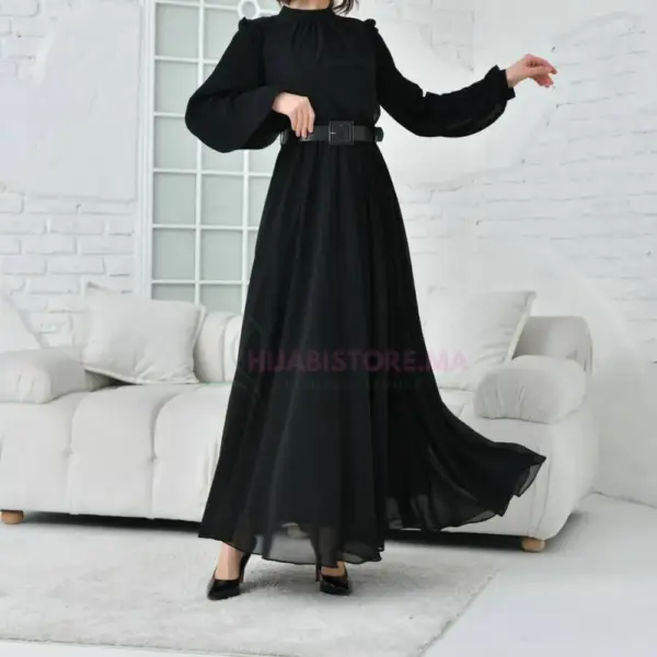 Robe Mousseline Noire Hijabistore Maroc Vetements Femmes En Ligne Maroc