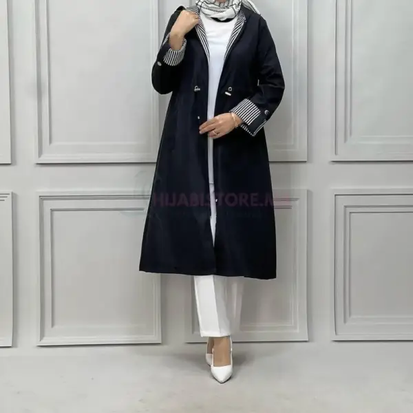 Trench femme noir rayé