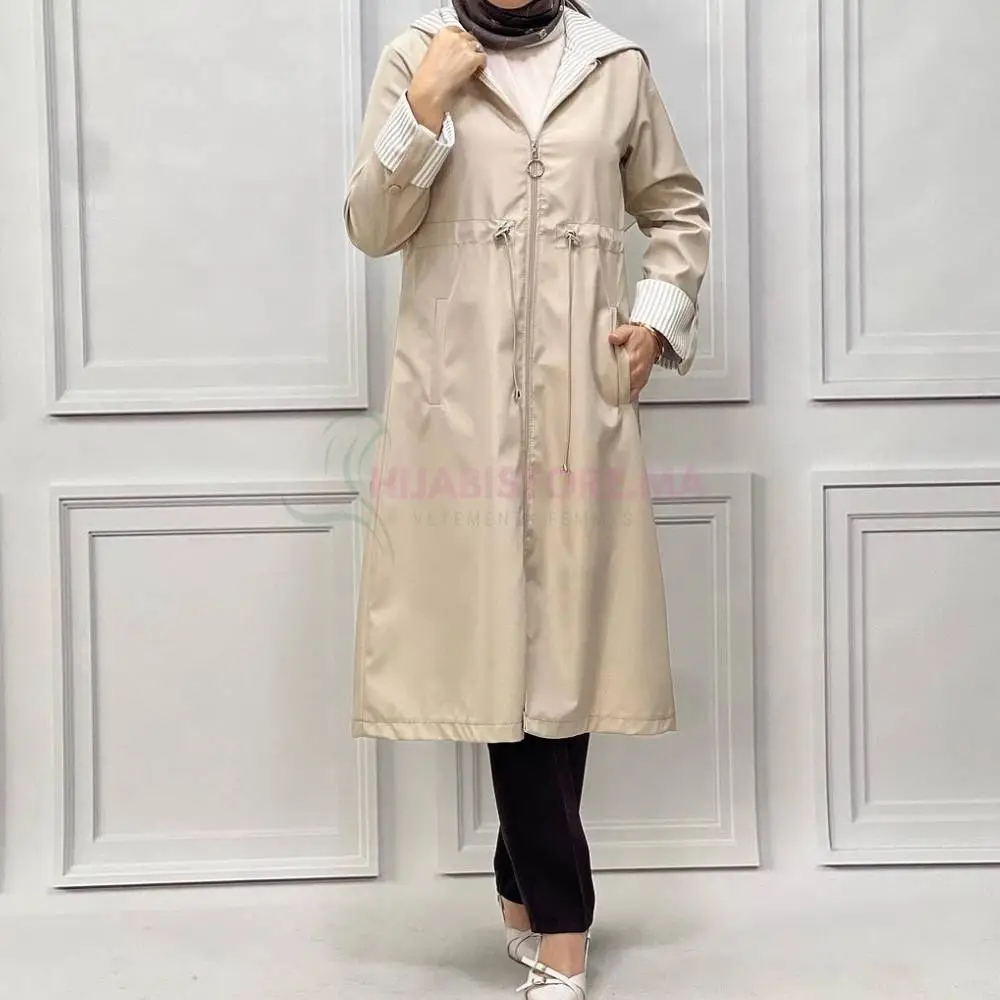 Trench femme beige rayé