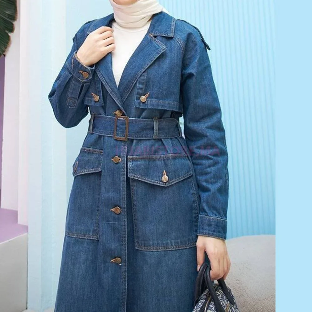 Trench femme jean bleu foncé