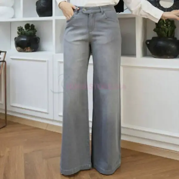 Pantalon jean large gris