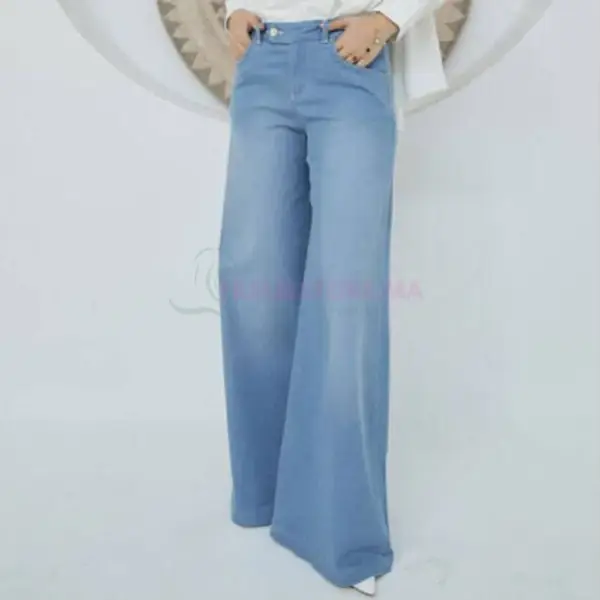 Pantalon jean large bleu light,