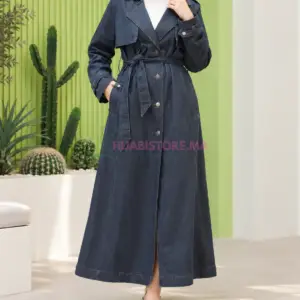 Trench jean gris long pour femmes , en ligne, livraison Maroc