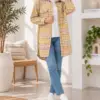 Tunique en cachemire à motif jaune pour femme