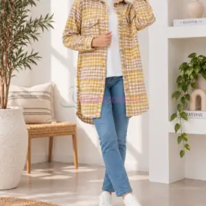 Tunique en cachemire à motif jaune pour femme