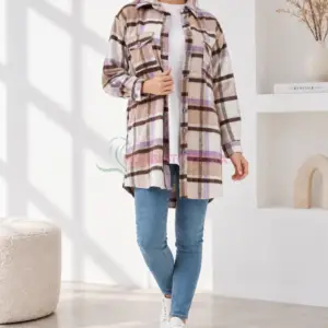 Tunique en cachemire à motif mauve pour femme