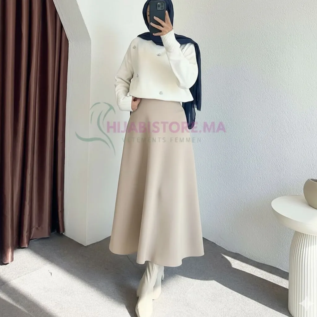 jupe scuba hiver beige , en ligne maroc