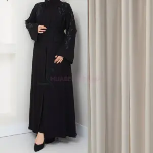 Abaya femme 2 piéces noire de turquie en ligne Maroc