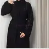 Abaya femme 2 piéces noire de turquie en ligne Maroc