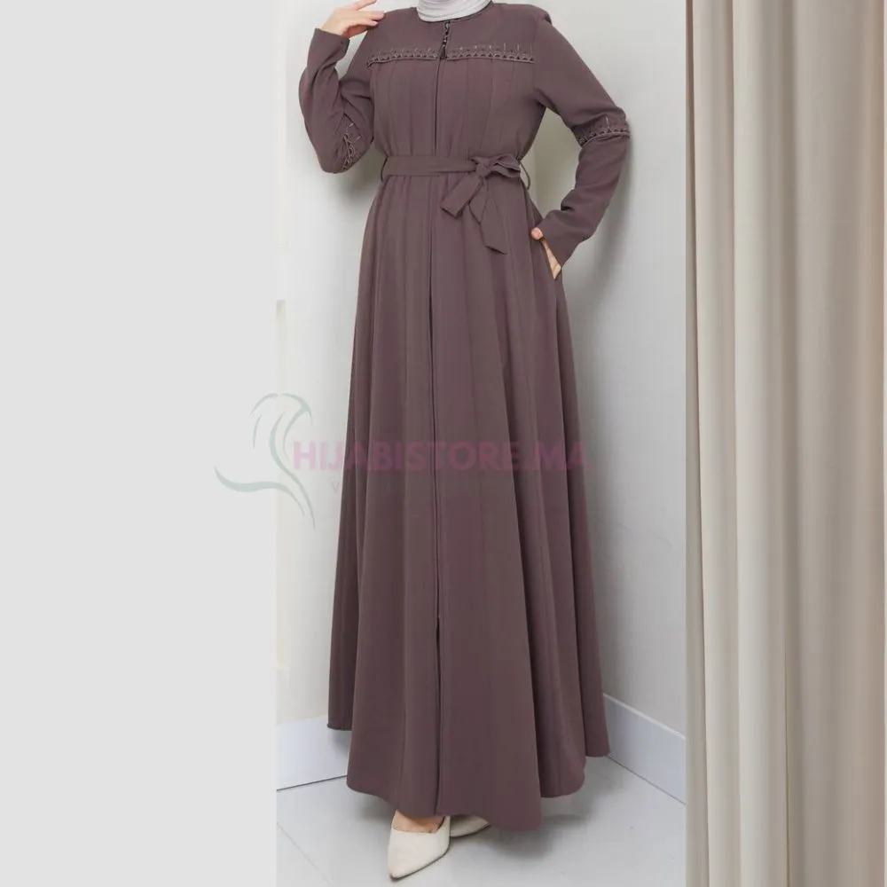 Abaya femme chair à ceinture de turquie, en ligne Maroc