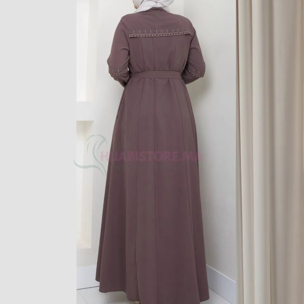 Abaya femme chair à ceinture de turquie, en ligne Maroc