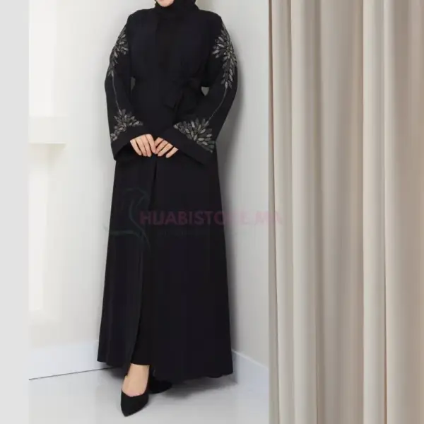 Abaya noire 2 piéces de turquie en ligne Maroc