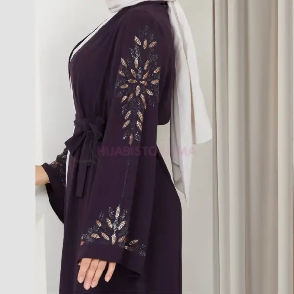 Abaya mauve 2 piéces de turquie en ligne Maroc