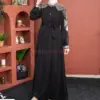 Abaya robe noire manches brodés , de turquie , en ligne Maroc