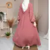 robe rose en crêpe cristal brodée de turquie en ligne au Maroc