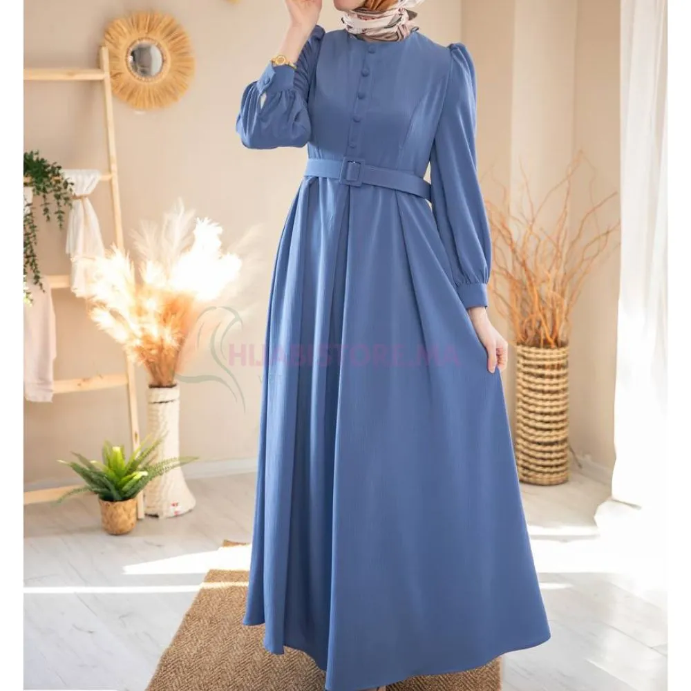 Robe Bleue à ceinture turque en ligne pour femmes au maroc