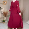 robe bordeaux en crêpe cristal brodée de turquie en ligne au Maroc