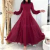 Robe en mousseline bordeaux à doublure de turquie en ligne au Maroc