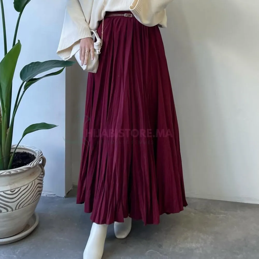 Jupe bordeaux voile de coton, en ligne Maroc