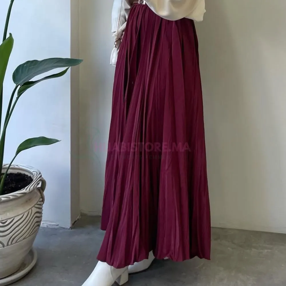 Jupe bordeaux voile de coton, en ligne Maroc