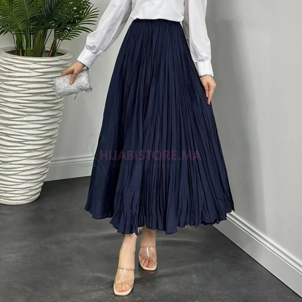 Jupe bleue voile de coton, 95cm , tailles standard (36-44)