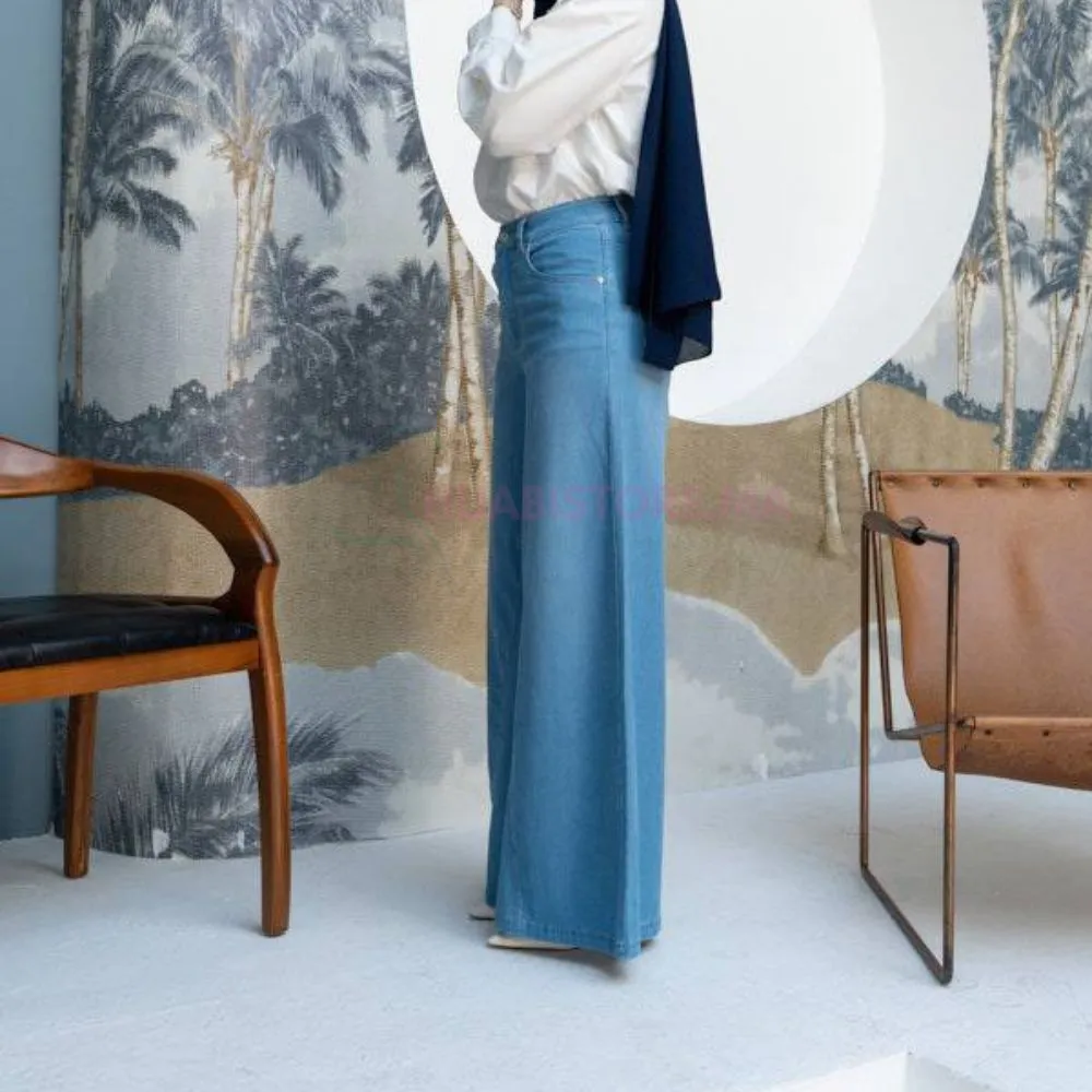 Pantalon femme jean clair large, en ligne Maroc