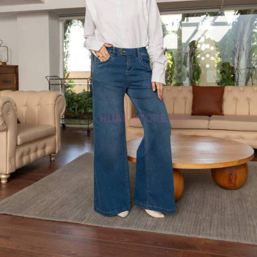 Pantalon femme jean large foncé en ligne maroc