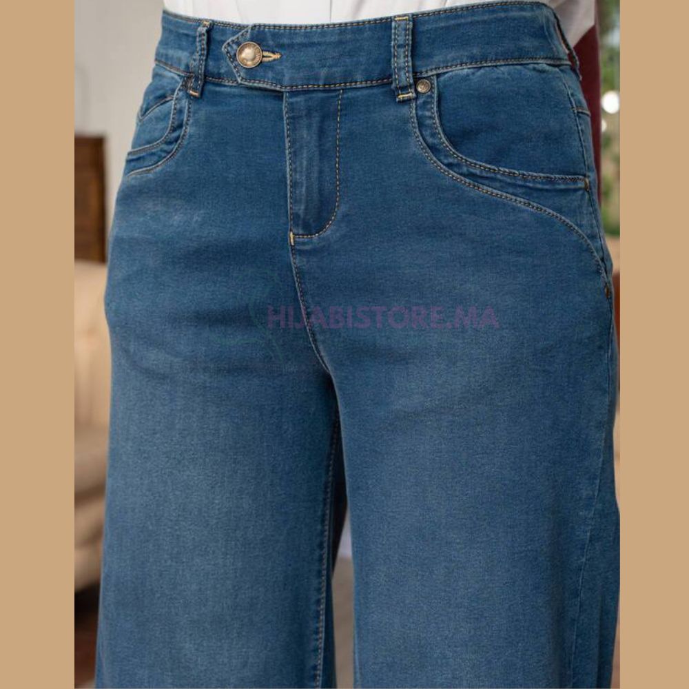 Pantalon femme jean large foncé en ligne maroc