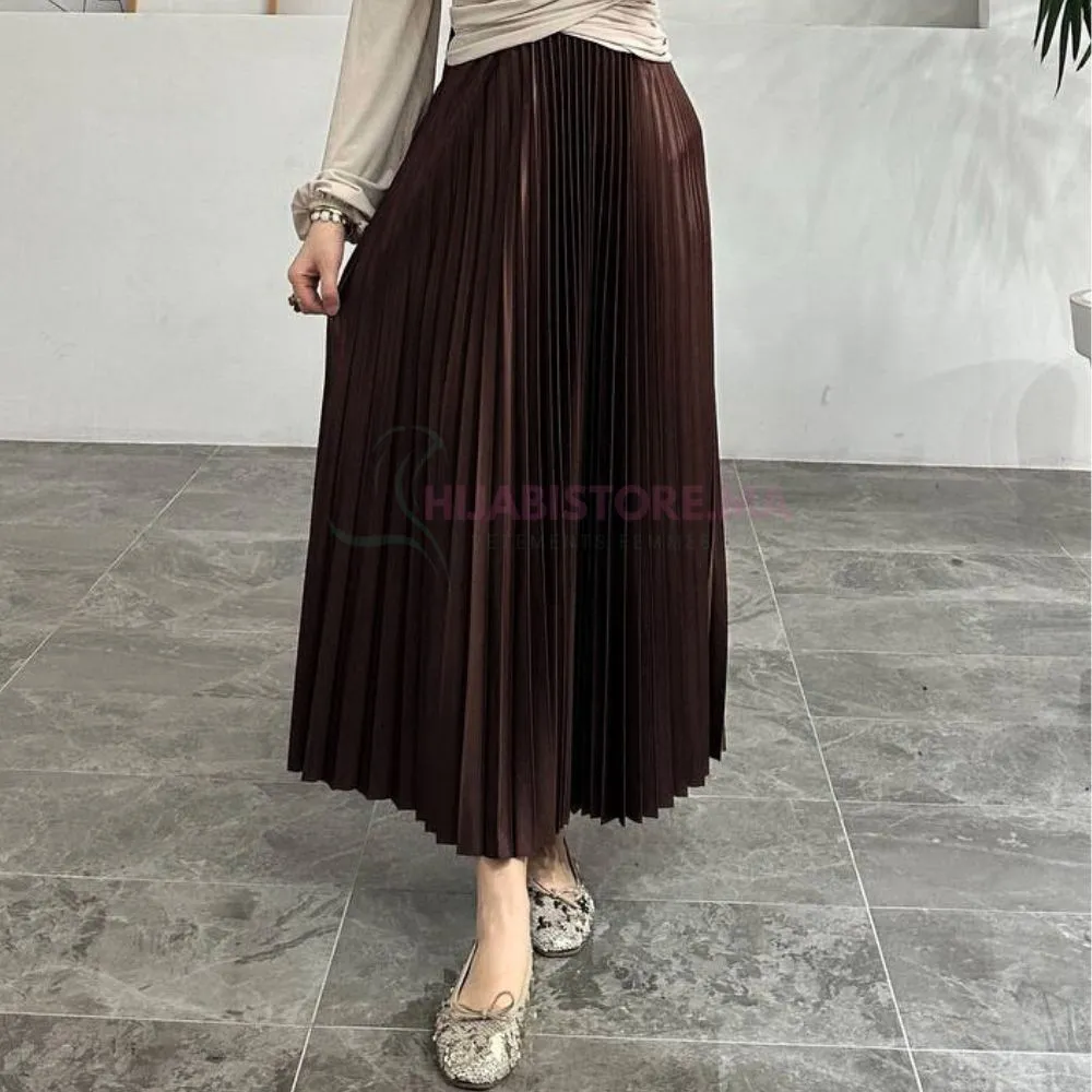 jupe plissée effet cuir , turc en ligne au Maroc, hijaistire by tyma