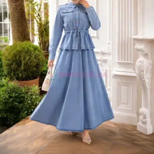 Ensemble femme avec veste et jupe longue en jean clair turc pour femmes en ligne maroc