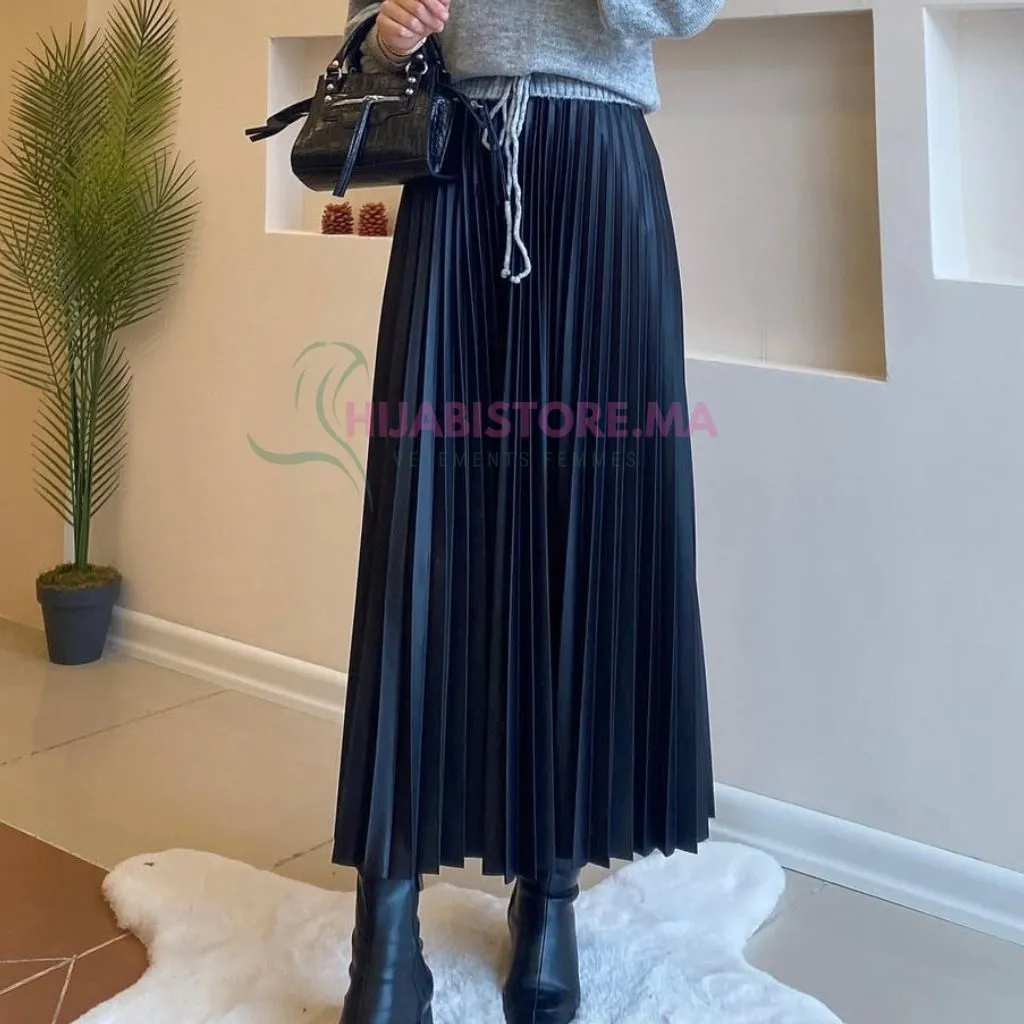 jupe plissée effet cuir , turc en ligne au Maroc, hijaistire by tyma