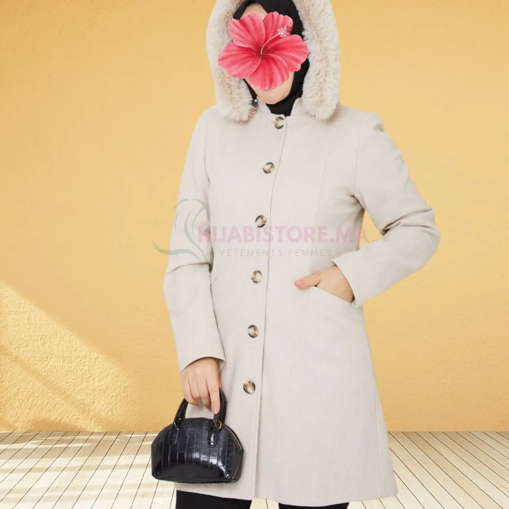 manteau cachemire turc femme motif beige hijabistore.ma